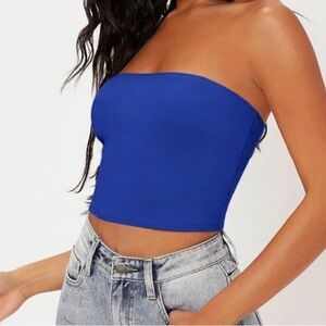 SHEIN Elegant Royal Blue Strapless Crop Top size m